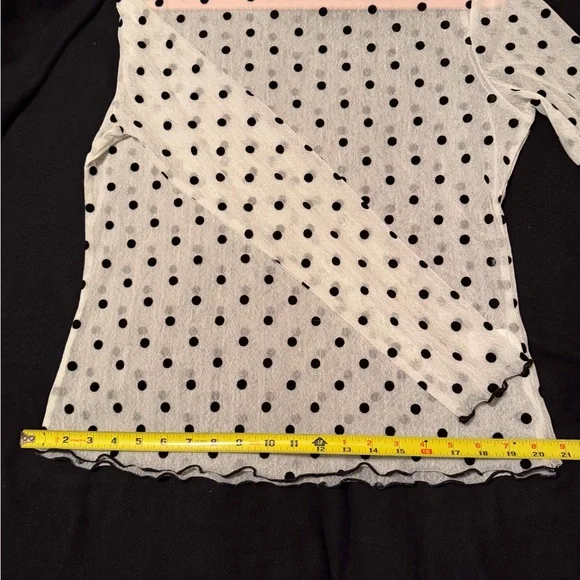 Davi & Dani Sheer Polka Dot Blouse - Black and White mesh - Picture 6 of 9